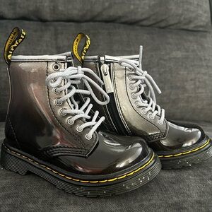 Toddler Doc Martens Back and Silver Glitter